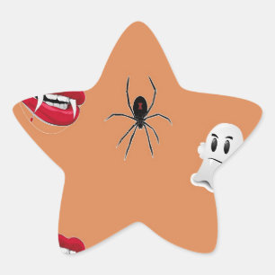 Sticker Étoile Motif d'Halloween sur brun