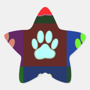 Sticker Étoile Motif Empreinte de patte de chien multicolore