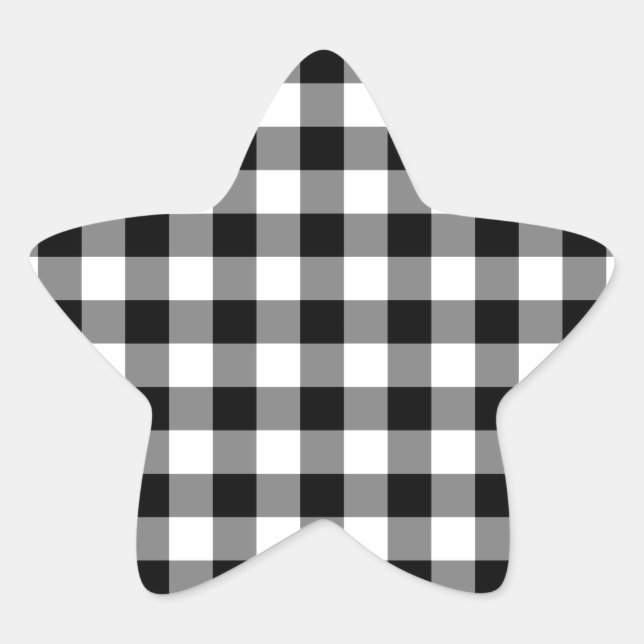 Sticker Étoile Motif En vichy noir et blanc (Devant)