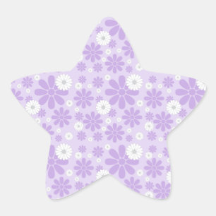 Sticker Étoile Motif Floral Pastel LAVANDE
