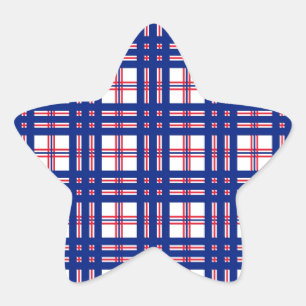 Sticker Étoile Motif Mod Plaid Rouge Blanc Bleu
