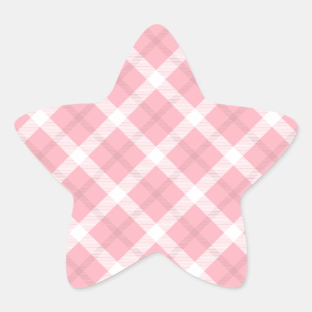 Sticker Étoile Motif Tartan Rose Et Blanc (Devant)