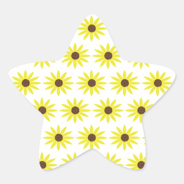 Sticker Étoile Motifs de tournesol floral fleurs jaunes dorées (Devant)