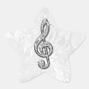 Sticker Étoile Musique de diamant imprimée motif floral damassé