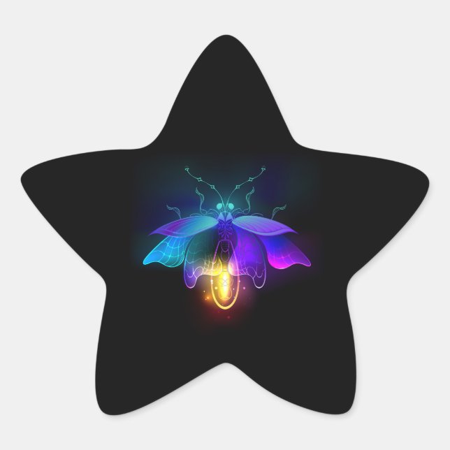 Sticker Étoile Neon Firefly sur noir (Devant)
