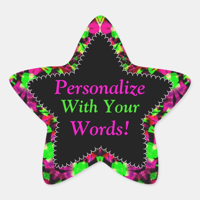 Sticker étoile Neon Rose & Green Happy Fun Colors (Devant)