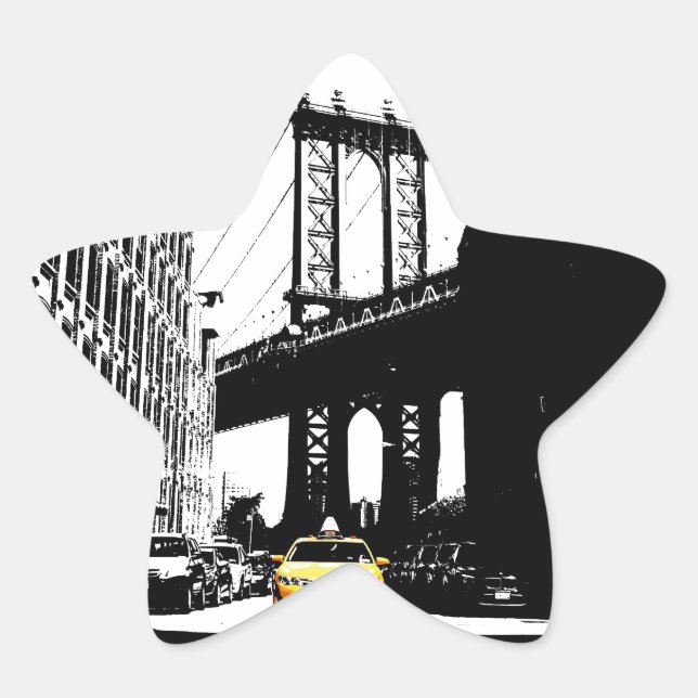 Sticker Étoile New York City Nyc Yellow Taxi Pop Art (Devant)