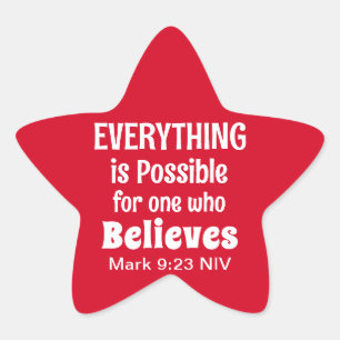 Sticker Étoile Noël Miracle Bible Verse Christian Faith Rouge
