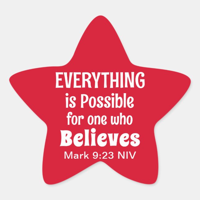 Sticker Étoile Noël Miracle Bible Verse Christian Faith Rouge (Devant)