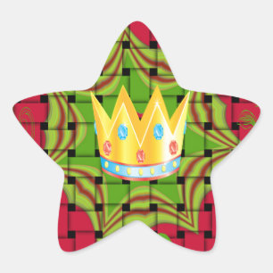 Sticker Étoile OEuvre d'art en or rouge tissé Floral