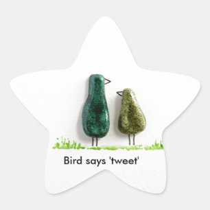 Sticker Étoile Oiseau dit 'tweet' 2 jolis oiseaux amoureux cérami