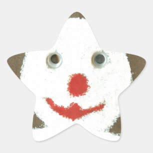 Sticker Étoile Ours blanc avec nez rouge, bouche et oreilles (Pèr