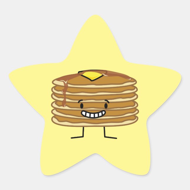 Sticker Étoile Pancakes pile sirop de beurre moelleux petit déjeu (Devant)