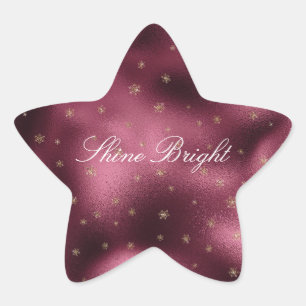 Sticker Étoile Parties scintillant d'or rouge Bourgogne