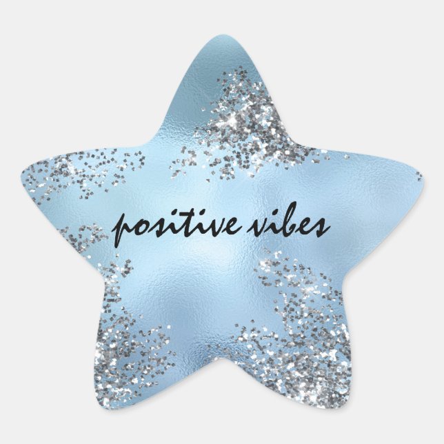 Sticker Étoile Parties scintillant en argent bleu Aqua (Devant)