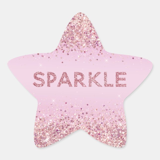 Sticker Étoile Parties scintillant rose brillant (Devant)