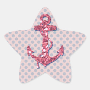STICKER ÉTOILE PARTIES SCINTILLANT ROSE FILLE ANCRE DOTS MOTIF