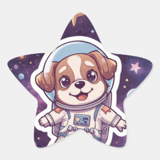 Sticker Étoile Pâtes interstellaires - Chien spatial mignon à l'a