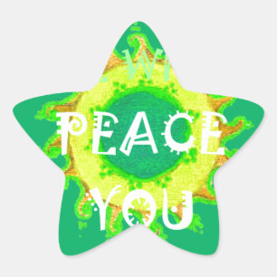 Sticker Étoile Peace Be With You : Inspirant Vert et Jaune