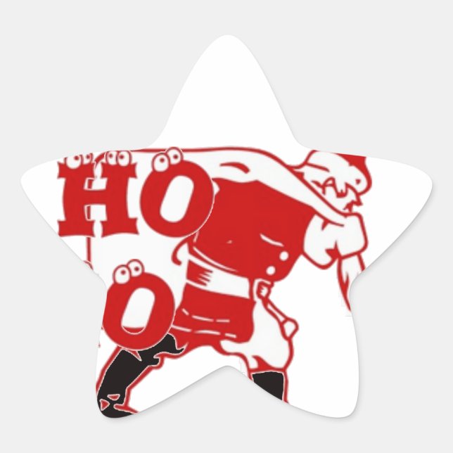 Sticker Étoile Père Noël rouge et blanc Marcher Ho Ho Art Imprime (Devant)