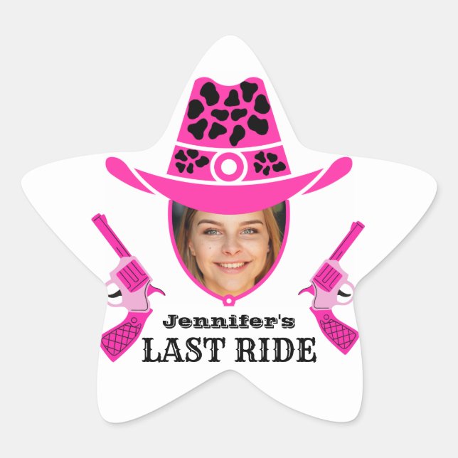 Sticker Étoile Photo personnalisée de Cowgirl rose (Devant)