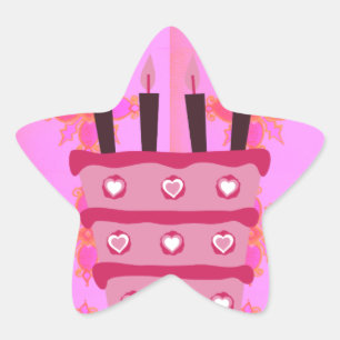 Sticker Étoile Pink Bird Cake Art Imprimer