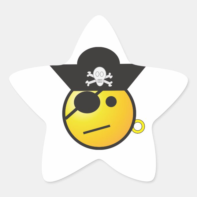 Sticker Étoile Pirate à visage jaune avec chapeau, oreille et pat (Devant)