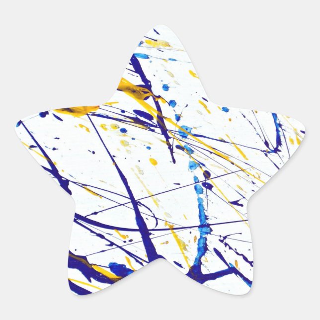 Sticker Étoile Plaque de peinture Abstraite en bleu et or (Devant)
