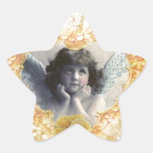 Sticker Étoile Pleasance - ange à un coeur jaune