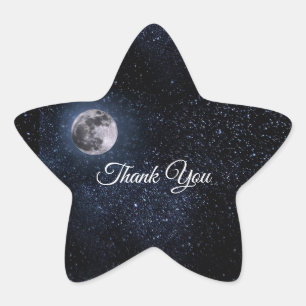 Sticker Étoile Pleine lune Astrologie étoiles bleu céleste blanc