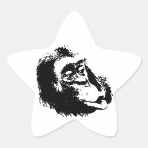 Sticker Étoile Pop Art drôle Chimpanzé