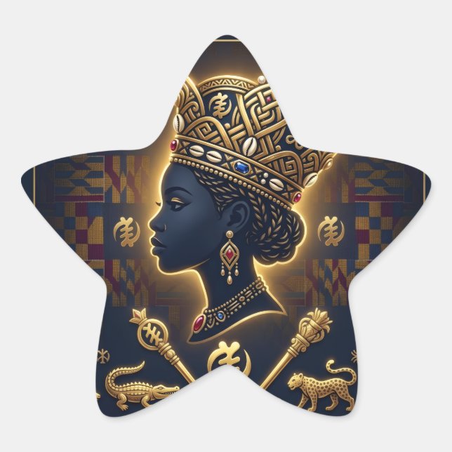 Sticker Étoile Portrait de majestueuse reine africaine (Devant)