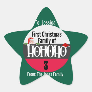 Sticker Étoile Premier Noël Ho Ho Ho Famille de personnalisation