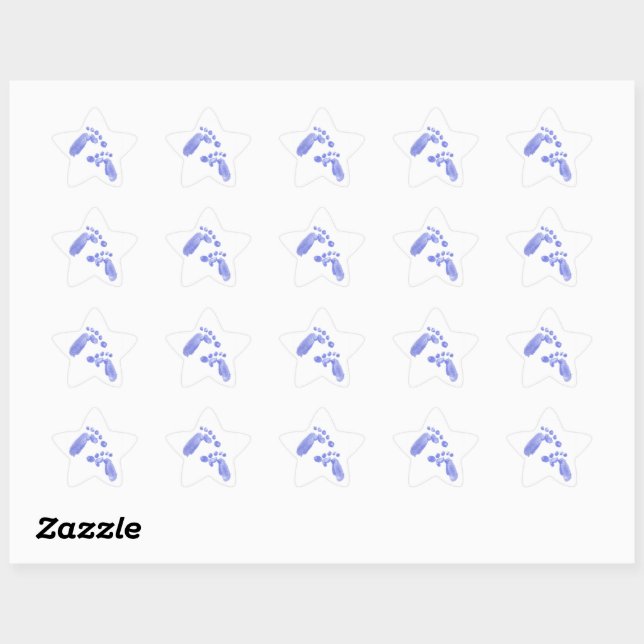 Sticker Étoile Premières étapes du bébé dans l'eau Pieds de bébé  (Feuille)