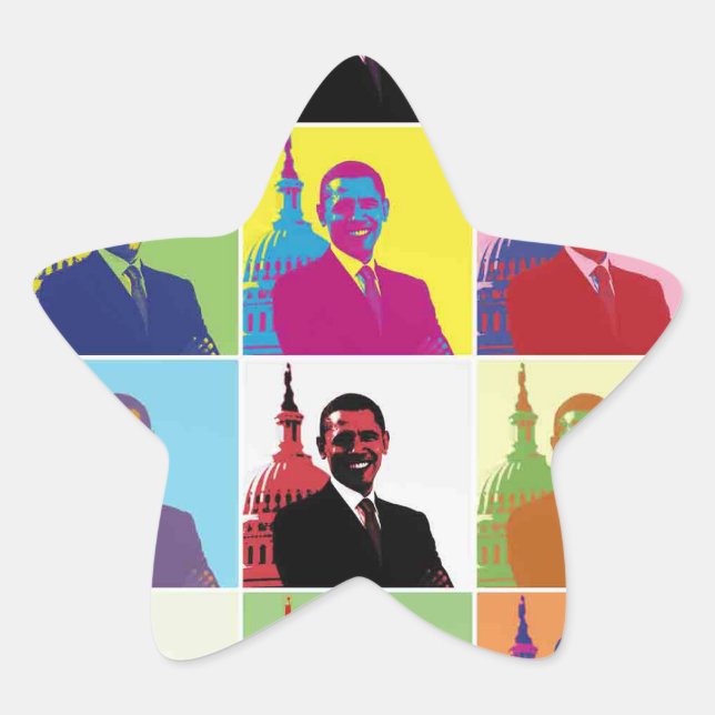 Sticker Étoile Président Obama Pop Art (Devant)