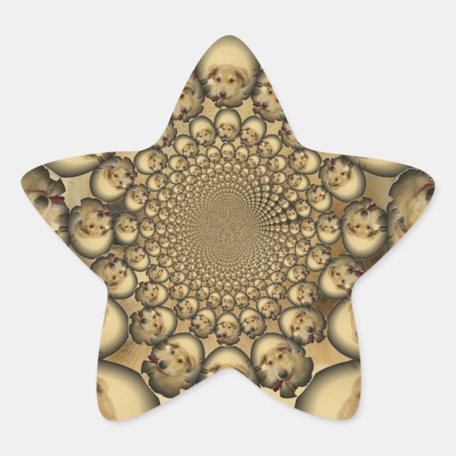 Sticker Étoile Puppy Kaleidoscope Art Print (Devant)