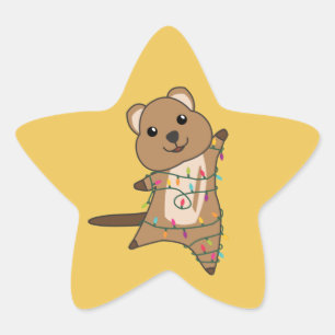 Sticker Étoile Quokka Noël Neige Animaux d'hiver Quokkas Star
