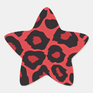 Sticker Étoile RAB Rockabilly Empreinte de léopard Rouge Noir
