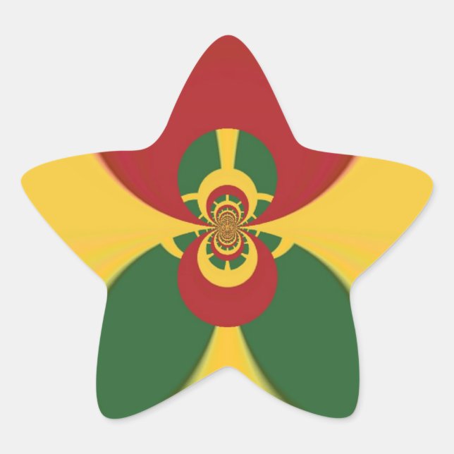 Sticker Étoile Rasta Colours Art Abstrait Imprimer (Devant)