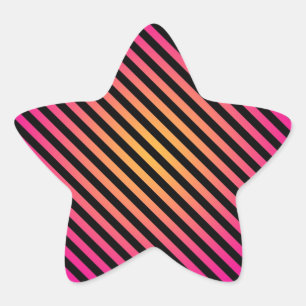 Sticker Étoile Rayures diagonales rose jaune noir gras