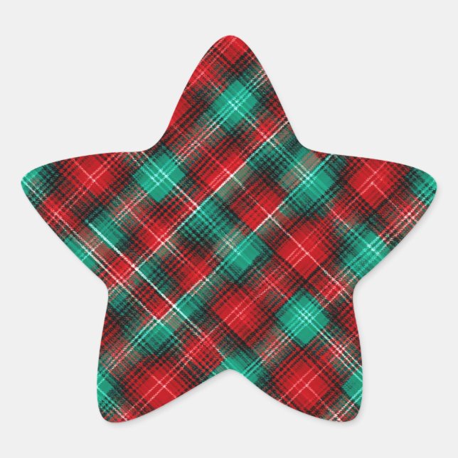 Sticker Étoile Red and green holiday plaid (Devant)