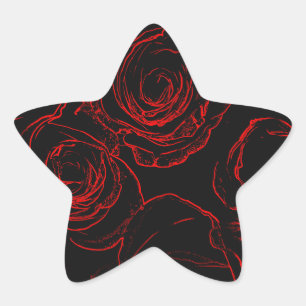 Sticker Étoile Red Roses Arrière - plan noir