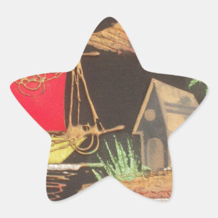 Sticker Étoile Red Sailboat Paysage peinture à l'huile Imprimer