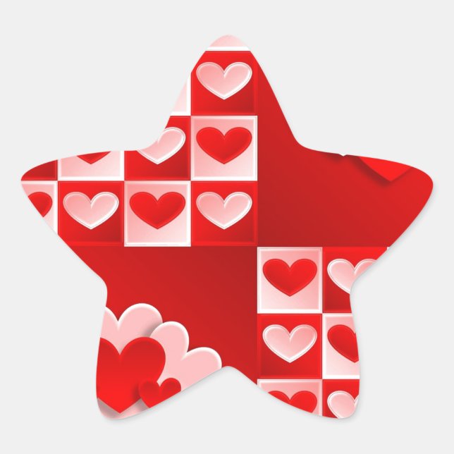 Sticker Étoile Romantique Saint Valentin Coeurs d'amour Rouge Coe (Devant)