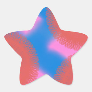 Sticker Étoile rouge rose et bleu 56789 art abstrait