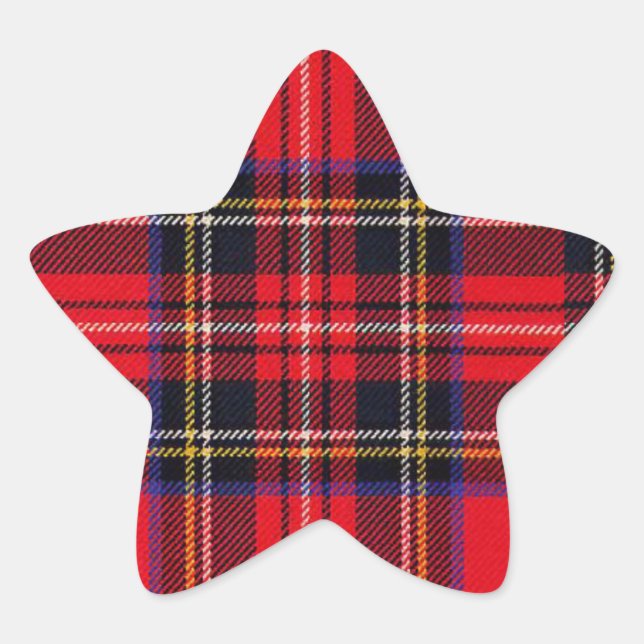Sticker Étoile Royal Stewart tartan rouge noir plaid (Devant)