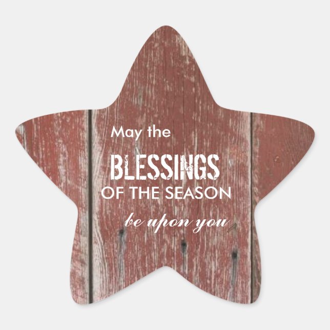 Sticker Étoile Rustic Red Grange Bois de vacances Salutation (Devant)