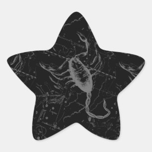 Sticker Étoile Scorpio Constellation Hevelius 1690 Noir Vintage