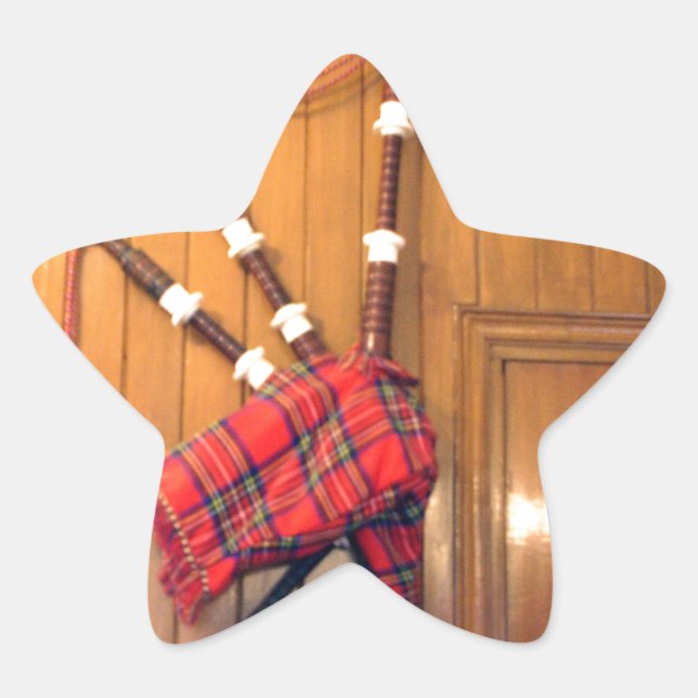 Sticker Étoile Scotland Bagpipe Tartan Plaid Instrument de musiqu (Devant)