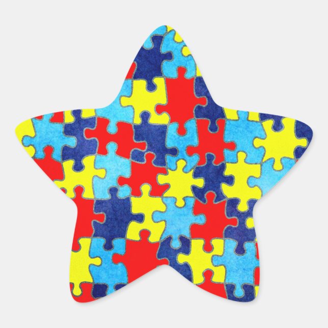 Sticker Étoile Sensibilisation sur l'autisme-Puzzle par Shirley T (Devant)